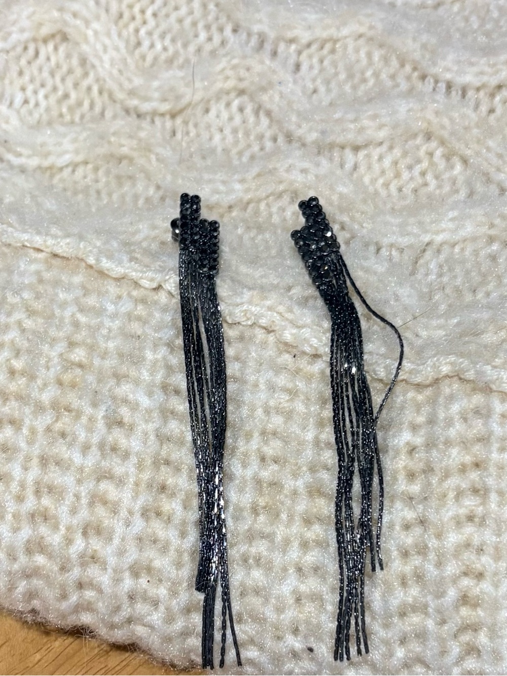 Black Beaded Fringe Hair Clips - Women Accessories